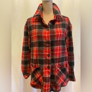 Soft Works Women's Shacket- Red and Black